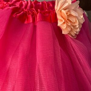 Pink Childs tutu with pink flower at waist